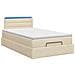 Letto Ottomano con Materasso e LED Crema 120 x 190 cm Tessuto - Foto miniatura 9