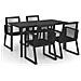 Set da Pranzo da Giardino 5 pz in Rattan PVC Nero - Foto miniatura 1