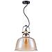 Lampadaro Vintage Irving Metallo Nero 1 Luce Vetro Diffusori Vetro Ambra - Foto miniatura 1