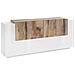 Credenza Gennaro, Madia Da Cucina A 7 Ante, Buffet Da Soggiorno, Madia Da Cucina, 100% Made In Italy, Cm 200x45h86, Bianco Lucido E Acero - Foto miniatura 2