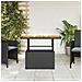 Tavolo Da Giardino Nero 90x55x71cm In Polyrattan E Legno Acacia - Foto miniatura 3