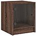 Comodino Con Anta In Vetro Rovere Marrone 35x37x42 Cm - Foto miniatura 2