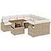 Set da giardino 9 pezzi con cuscini beige in polyrattan acacia - Foto miniatura 1