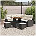 Set di Divano da Giardino di 8 Pezzi con Cuscini in Rattan Polietilene Nero Acacia, Divano da Giardino a 2 Posti con Cuscini in Rattan Polietilene Nero, Set da Pranzo da Giardino in 3 Pezzi con Cuscini in Rattan Polietilene Nero Acacia - Foto miniatura 2