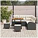 Set di Divano da Giardino di 8 Pezzi con Cuscini in Rattan Polietilene Nero Acacia, Divano da Giardino a 2 Posti con Cuscini in Rattan Polietilene Nero, Set da Pranzo da Giardino in 3 Pezzi con Cuscini in Rattan Polietilene Nero Acacia - Foto miniatura 3