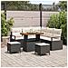 Set Divano da Giardino di 8 Pezzi con Cuscini in Rattan Polimerico Nero Acacia, Divano da Giardino per 2 Persone con Cuscini in Rattan Polimerico Nero, Set da Pranzo da Giardino di 3 Pezzi con Cuscini in Rattan Polimerico Nero Acacia - Foto miniatura 2