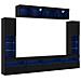 Set di Unità TV da Muro 8 Pezzi con LED Quercia Nera Legno Ingegnerizzato - Foto miniatura 1