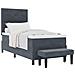 Letto Box Spring con Materasso & Panca Grigio Scuro 90x190 cm Velluto - Foto miniatura 1