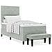 Letto con Box Spring, Materasso e Panca Grigio Chiaro 100x200 cm in Velluto - Foto miniatura 4