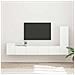 Set mobile TV 3 pcs Bianco Lucido Legno multistrato - Foto miniatura 2