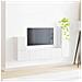 Set mobile TV 3 pcs Bianco Lucido Legno multistrato - Foto miniatura 4