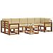 Set di divani da esterno con cuscino 8 pcs Naturale e Beige - Foto miniatura 3