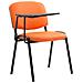 Sedia Visitatore Ken con Tavolino Richiudibile E Seduta in Similpelle I Sedia Ospite Imbottita Riunioni E Conferenze con Telaio in Metallo Arancione - Foto miniatura 1
