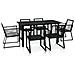 Set da Pranzo da Giardino 7 pz in Rattan PVC Nero - Foto miniatura 1
