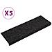 Tappetini per Scale Tessuto Agugliato 5 pz 65x21x4 cm Neri - Foto miniatura 1