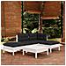 Set Divani da Giardino 5 pz con Cuscini Bianchi Legno di Pino - Foto miniatura 1