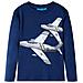 Maglietta Da Bambino A Maniche Lunghe Con Stampa Aereo Blu Marino 104 - Foto miniatura 1