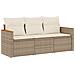 Set Divano da Giardino 3 pz con Cuscini Beige in Polyrattan - Foto miniatura 2