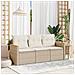 Set Divano da Giardino 3 pz con Cuscini Beige in Polyrattan - Foto miniatura 1