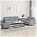 Set di Divani 3 pz con Cuscini Grigio Chiaro in Tessuto - Foto miniatura 2
