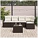 Set di divani da giardino  5 pezzi con cuscini Grigio Polyrattan, Divano da giardino  2 posti con spazio di stoccaggio e cuscini Marrone Polyrattan - Foto miniatura 3