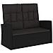 Panca da Giardino Reclinabile con Cuscini 118cm Polyrattan Nero - Foto miniatura 1