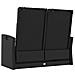 Panca da Giardino Reclinabile con Cuscini 118cm Polyrattan Nero - Foto miniatura 5