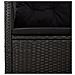 Panca da Giardino Reclinabile con Cuscini 118cm Polyrattan Nero - Foto miniatura 7