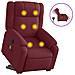 Poltrona Alzapersona Massaggiante Elettrica Rosso Vino Tessuto - Foto miniatura 1