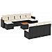 Set Divani da Giardino 11 pz con Cuscini in Polyrattan Nero - Foto miniatura 1