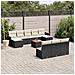Set Divani da Giardino 11 pz con Cuscini in Polyrattan Nero - Foto miniatura 2