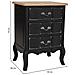 Tavolino In Legno Laccato Nero Invecchiato Con 3 Cassetti 50x40x70 - Foto miniatura 4