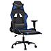 Sedia da Gaming Massaggiante Poggiapiedi Nero e Blu Similpelle - Foto miniatura 8