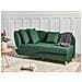 Chaise Longue Versione Sinistra Meri Lino Sintetico Verde Con Contenitore - Foto miniatura 1