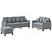 Set di Divani 3 pz con Cuscini Grigio Chiaro in Tessuto - Foto miniatura 1