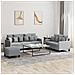 Set di Divani 3 pz con Cuscini Grigio Chiaro in Tessuto - Foto miniatura 2
