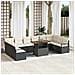 Set Divano da Giardino  11 Pezzi con Cuscini Rattan Nero Poliestere Acacia, Set Divano da Giardino  2 Posti con Cuscini Rattan Nero Poliestere - Foto miniatura 2