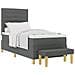 Letto con Box Spring, Materasso e Panchina Grigio Scuro 90x190 cm Tessuto - Foto miniatura 1