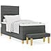 Letto con Box Spring, Materasso e Panchina Grigio Scuro 90x190 cm Tessuto - Foto miniatura 4