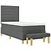 Letto con Box Spring, Materasso e Panchina Grigio Scuro 90x190 cm Tessuto - Foto miniatura 8