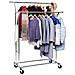 Gruccia appendiabiti su ruote in ferro cromato con ripiano - Foto miniatura 7