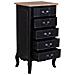 Comò In Legno Laccato Nero Invecchiato Con 5 Cassetti 50x40x98h Cm - Foto miniatura 6