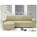 Copridivano Con Penisola Chaise Longue Tinta Unita Panna Mod Capri Sinistra Panna - Foto miniatura 1