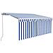 Tenda Sole Retrattile Manuale con LED 3x2,5m Blu e Bianco - Foto miniatura 1