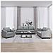 Set di Divani 3 pz con Cuscini Grigio Chiaro in Tessuto - Foto miniatura 2