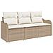 Set di Divani da Giardino da 3 Pezzi con Cuscini Beige in Polyrattan - Foto miniatura 1