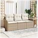 Set di Divani da Giardino da 3 Pezzi con Cuscini Beige in Polyrattan - Foto miniatura 2