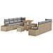 Set di Divano da Giardino in 11 Pezzi con Cuscini Beige Polirattan Acacia,  Divano da Giardino in 2 Posti con Cuscini Beige Polirattan,  Set da Pranzo in 3 Pezzi con Cuscini Beige Polirattan Acacia - Foto miniatura 1