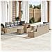 Set di Divano da Giardino in 11 Pezzi con Cuscini Beige Polirattan Acacia,  Divano da Giardino in 2 Posti con Cuscini Beige Polirattan,  Set da Pranzo in 3 Pezzi con Cuscini Beige Polirattan Acacia - Foto miniatura 2