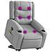 Poltrona Alzapersona Massaggi Reclinabile Grigio Chiaro Tessuto - Foto miniatura 3